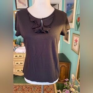 Black Short Sleeve With Ruffle